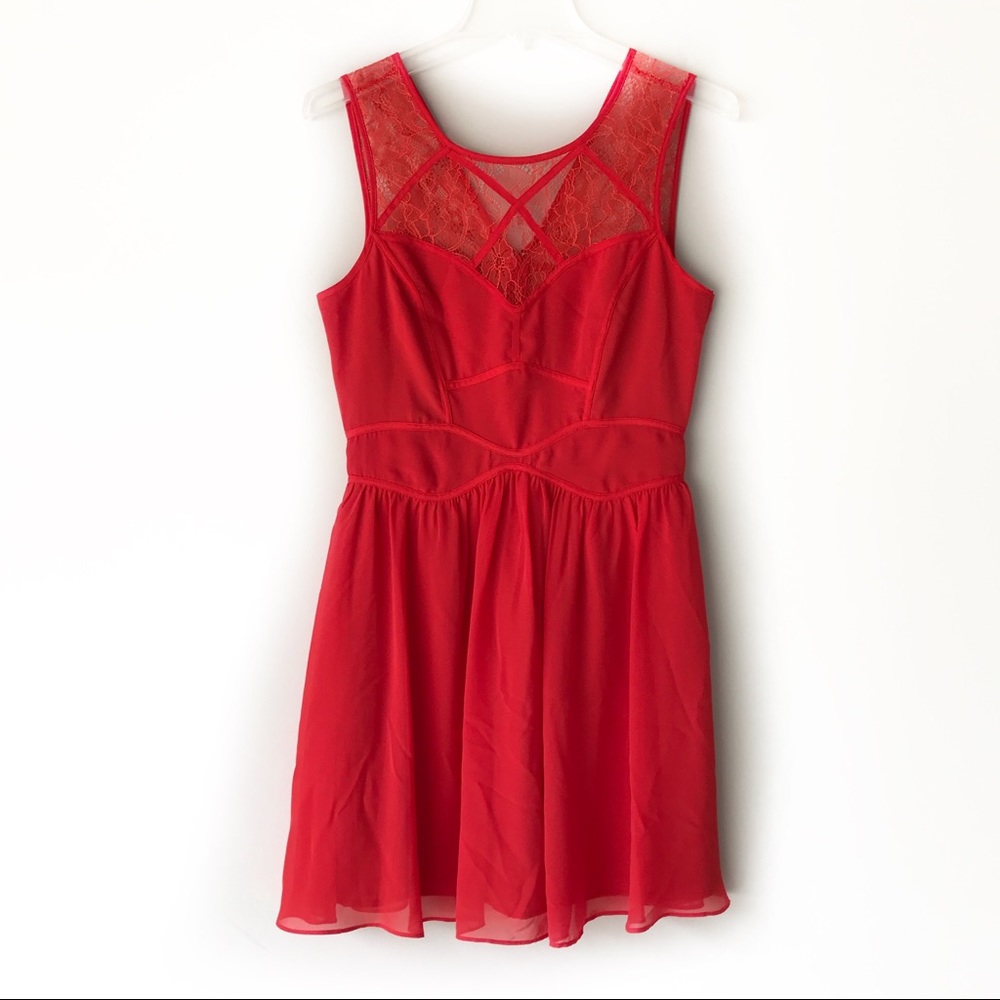 BCBGeneration Orange Lace Inset Dress